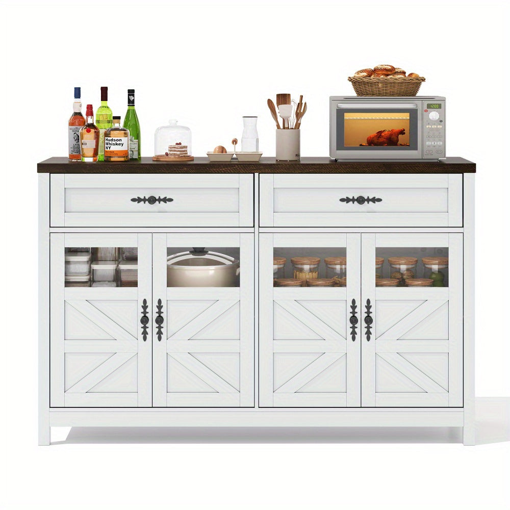 Dressoir – Buffetkast – Opbergkast – Sideboard – Ladekast – 140 cm breed – MDF materiaal – Rustiek modern ontwerp – 4 deuren en 2 ruime lades