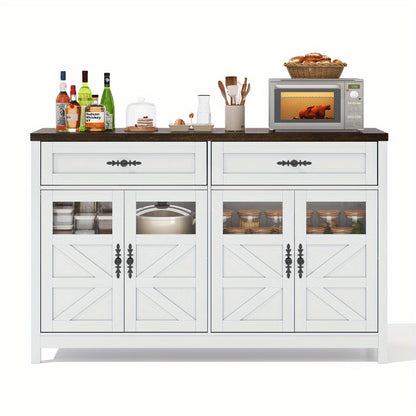 Dressoir – Buffetkast – Opbergkast – Sideboard – Ladekast – 140 cm breed – MDF materiaal – Rustiek modern ontwerp – 4 deuren en 2 ruime lades