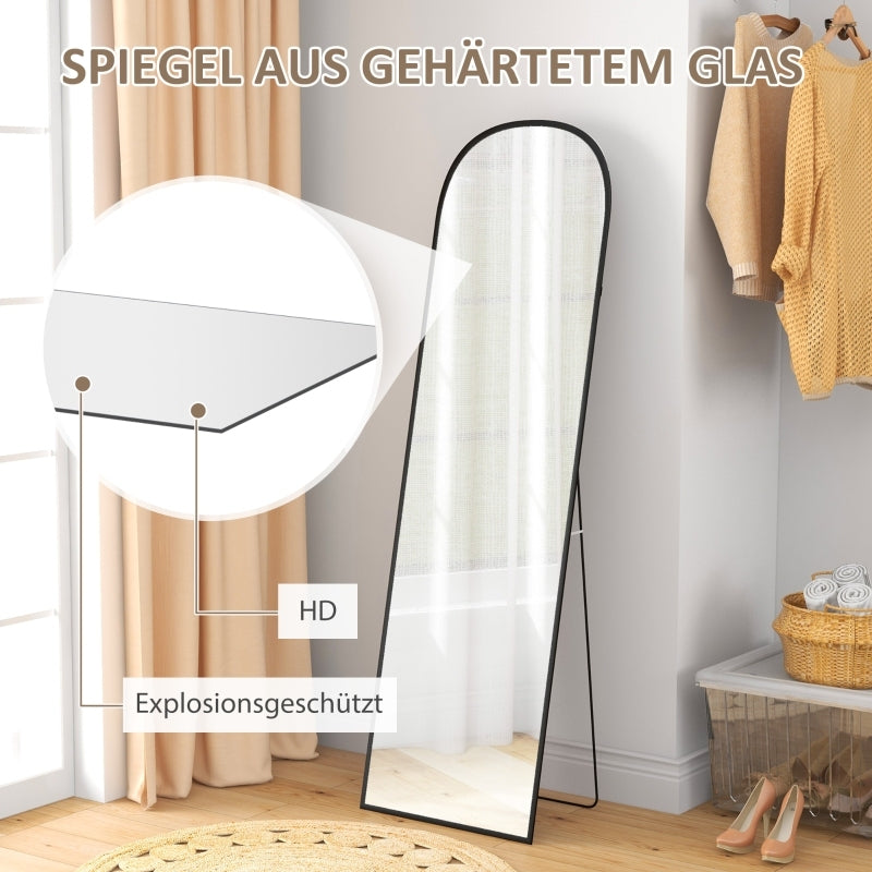 Full Body Spiegel – Staande Spiegel – Wandspiegel – Volledige Lengte Spiegel – Zwarte Spiegel – Anti-Fog Coating – Schokbestendig Aluminium Frame 169x49 cm