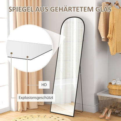 Full Body Spiegel – Staande Spiegel – Wandspiegel – Volledige Lengte Spiegel – Zwarte Spiegel – Anti-Fog Coating – Schokbestendig Aluminium Frame 169x49 cm