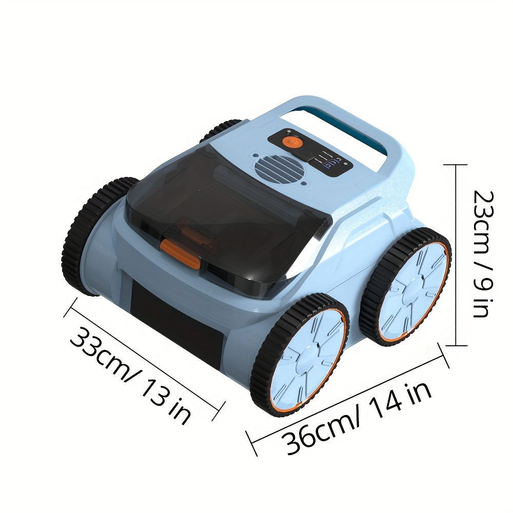 Robot Zwembadreiniger – Zwembad Robotstofzuiger – Automatische Zwembad Cleaner – Zwembad Vacuüm – Draadloze Zwembadreiniger – 45.000 Pa Zuigkracht – Sonar Navigatie & Muurklimfunctie – Sky Blue