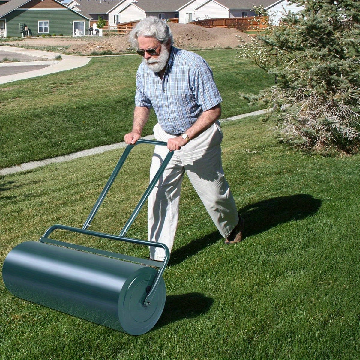 Gazonwals – Handwals – Graswals – Tuinwals – Rolwals – 48 Liter Vulbaar – U-vormige Steel – Gepoedercoat Staal – 32 cm Diameter