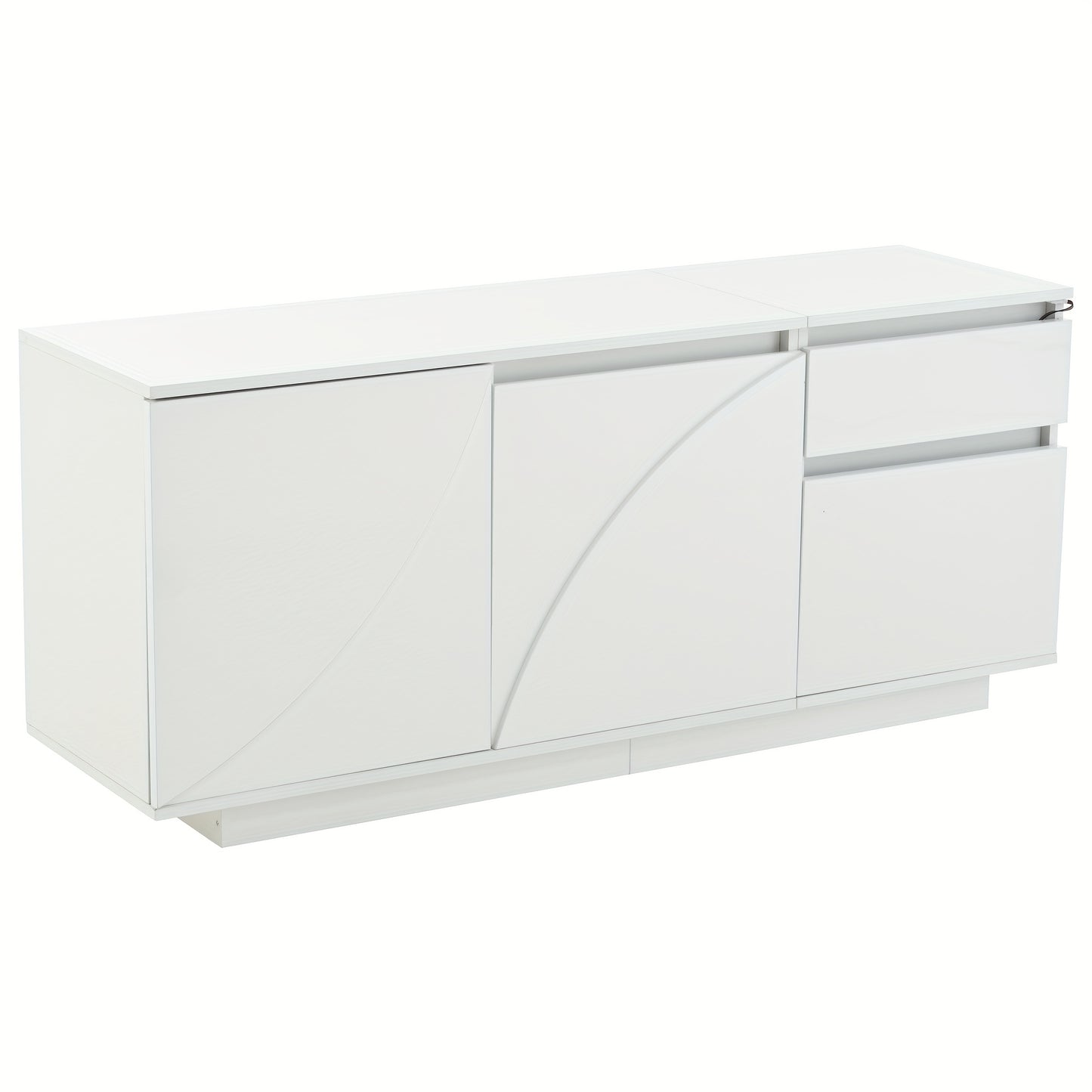 Dressoir Wit – Sideboard – Kast – Ladekast – Kastenmeubel – Modern Design – Bamboe – 140x40x60 cm – 3 Kasten Met Verstelbare Planken – Eenvoudig Zelf Te Monteren