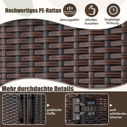 Tuinkast – Opbergkast – Tuinkist – Buitenkast – Bergkast – Rattan Tuinkast – Weerbestendig – Met Kledingroede 72x50x157 cm Bruin