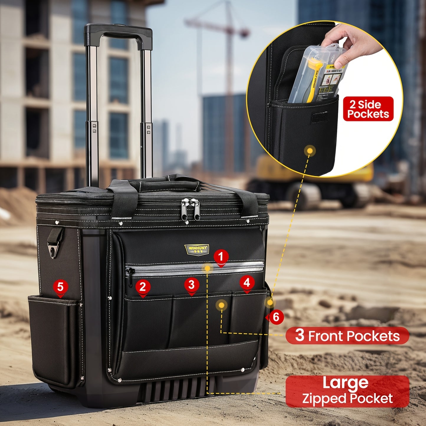 Gereedschapstas – Gereedschapskoffer – Gereedschapstrolley – Opbergtas – Werkplaatswagen – 58 Liter Inhoud – Duurzaam Polyester Met Wielen
