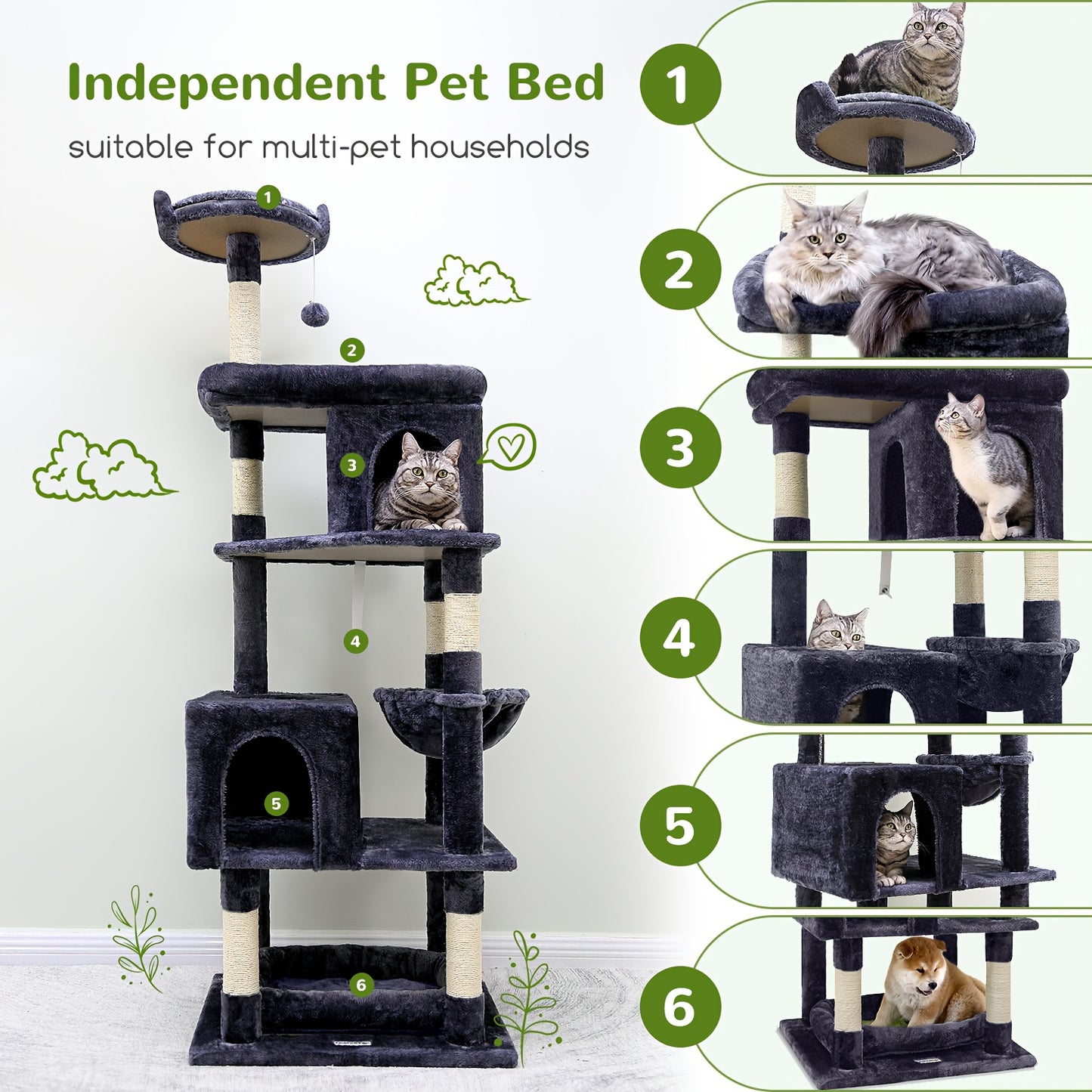 Krabpaal – Kattenboom – Kattenpaal – Klimpaal – Speelpaal – Duurzaam Hout – 149,86 cm Hoog – Robuust en Stabiel voor Grote Katten