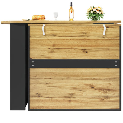 360° Rotating Bar Table, High Table (body 138 X 39 X 102cm), Coffee Bar Furniture, Rotating Dining Table with Storage Space, Kitchen Island, Three Doors with Door Frames, Removable Dividers, White/ Black, Spacesaving Furnitu