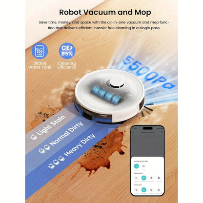 LEFANT M2 Pro Robot Vacuum Cleaner & Mop - 45-Day Auto Cleaning, 190° PSD Obstacle Avoidance, 5500Pa Suction Power, 140 Min Runtime, WiFi/Apple/Alexa App & Alexa Control, Multi-Layer Map Drawing, 2.5H Battery, 50dB Quiet, Mo