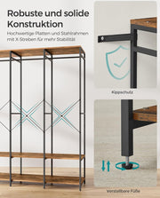 Kledinghangers - Kledingrek Metaal - Schoenenrek- Kledingkasten Slaapkamer - 40 x 141 x 180 cm - Kledingrek Vintage Bruin