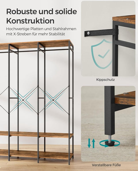 Kledinghangers - Kledingrek Metaal - Schoenenrek- Kledingkasten Slaapkamer - 40 x 141 x 180 cm - Kledingrek Vintage Bruin