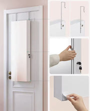 Mirror cabinet - Mirror - Jewelry cabinet - Wall cabinet - Door mounting - Wall mounting - With lock - LED lighting - Shelves - Hooks - Slots for jewelry - White