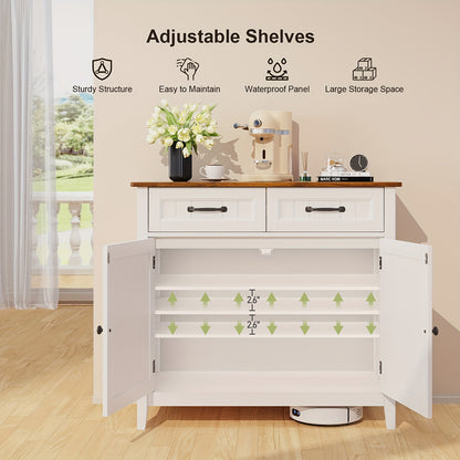 Dressoir – Opbergkast – Ladekast – Buffetkast – Keukenkast – Vintage Kleur – Hardhouten Materiaal – 81 cm Hoog