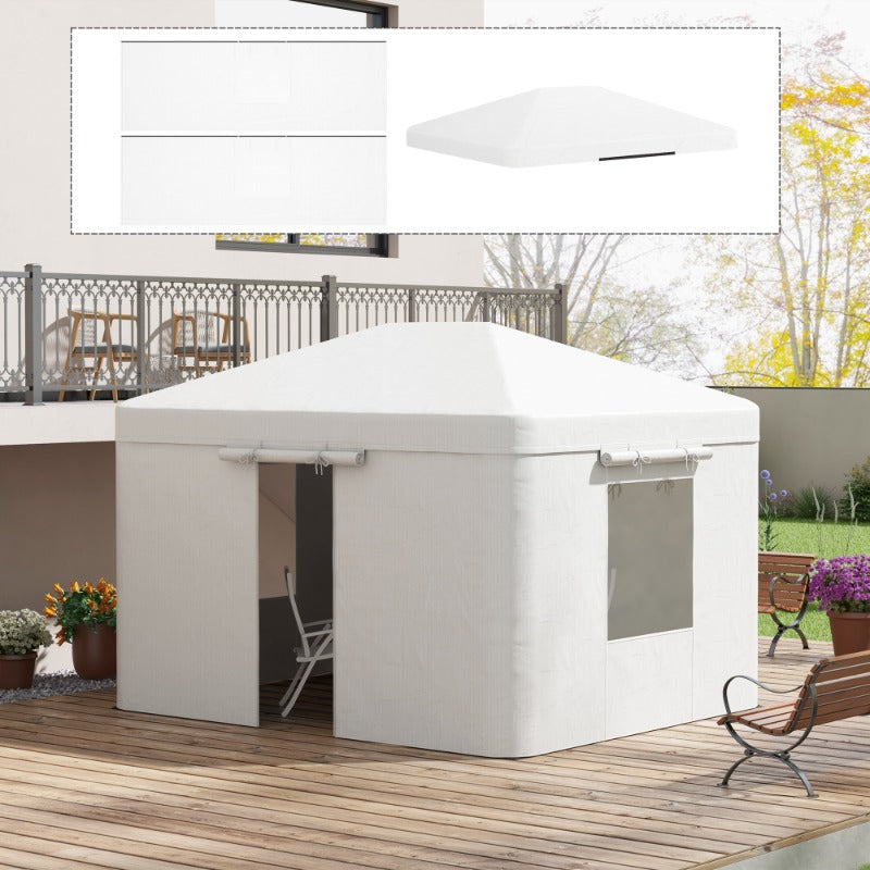 Waterdichte Vervangingsset Tuinpaviljoen – Overkapping Zeil – Dakzeil – Zijwanden – Bescherming – Waterdicht – Weerbestendig – Wit – Duurzaam – 2 Zijwanden inbegrepen