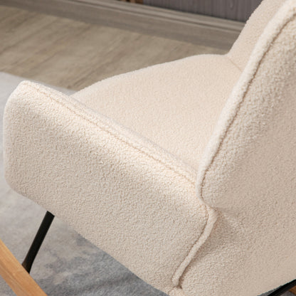 Retro Schommelstoel – Schommelstoel – Schommelstoel Met Armleuning – Relaxstoel – Houten Schommelstoel – Massief Hout – Compact Formaat 98x71x101 cm – Beige