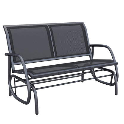 Tuinstoel – Tuinbank – Schommelstoel – Buitenbank – Outdoor Meubel – 2 Persoons – Stalen Frame – Zwart