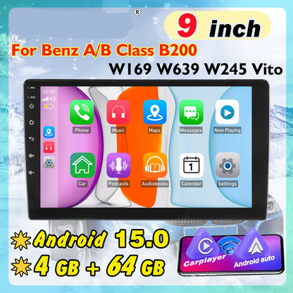Android Autoradio – 2 DIN Radio – Multimedia Speler – Touchscreen Navigatie – Auto Stereo – 9 Inch IPS Scherm – Android 15.0 – Draadloze CarPlay & Android Auto