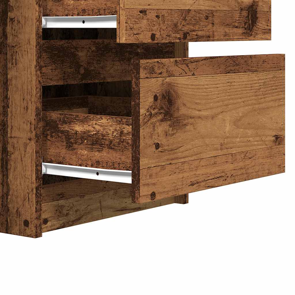 Bureau – Werkplektafel – Schrijftafel – Computertafel – Thuiswerkplek – Oude Houtlook – 6 Lades Opbergruimte – Duurzaam Behandeld Hout