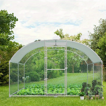 Chicken Coop Buitenren – Kippenren Hekwerk – Pluimveeverblijf – Ren voor Konijnen – Vogelschuur – Gegalvaniseerd Stalen Frame – PVC Coated Draadgaas – 300 x 200 x 185 cm – Met Zonnescherm