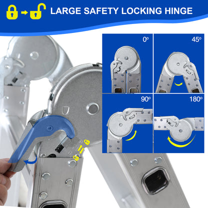 Aluminium Ladder – Opvouwbare Ladder – Vouwladder – Steiger – Werkplatform – Lichtgewicht & Veilig – Max. Draagkracht 150 kg