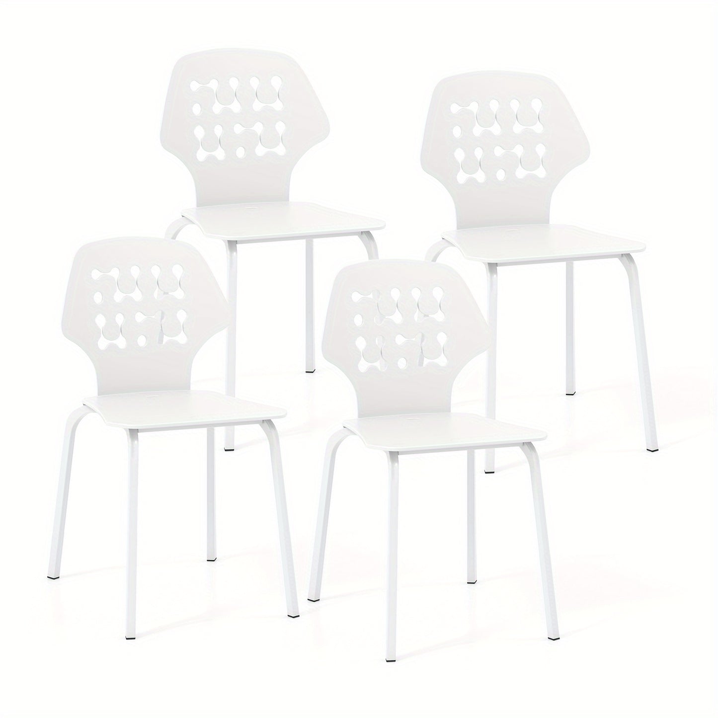 Eetkamerstoelen Set 4 – Keukenstoelen – Stoelen Zonder Armleuning – Metaal Stoelen – Moderne Stoelen – Ergonomische Rugleuning – Stevig Metalen Frame