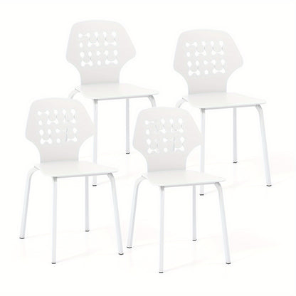 Eetkamerstoelen Set 4 – Keukenstoelen – Stoelen Zonder Armleuning – Metaal Stoelen – Moderne Stoelen – Ergonomische Rugleuning – Stevig Metalen Frame