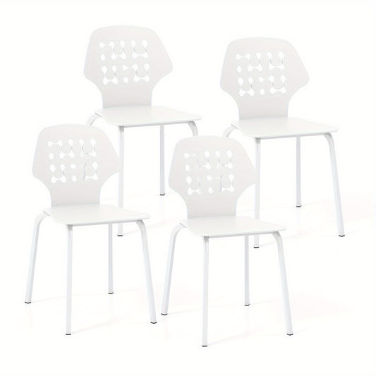 Eetkamerstoelen Set 4 – Keukenstoelen – Stoelen Zonder Armleuning – Metaal Stoelen – Moderne Stoelen – Ergonomische Rugleuning – Stevig Metalen Frame