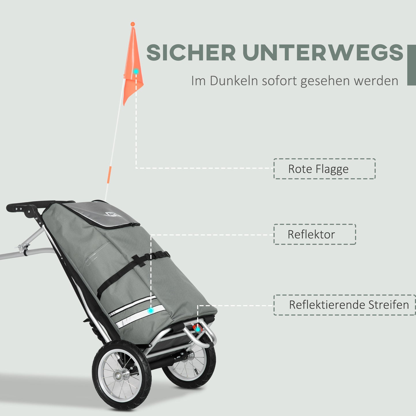 Fietskar – Fietsaanhanger – Winkelwagen – Aanhangwagen – Bolderwagen – Aluminium Frame – Waterafstotende Oxford Tas – Opvouwbaar – Max 24,3 kg – 53x43x110 cm – Grijs/Zilver