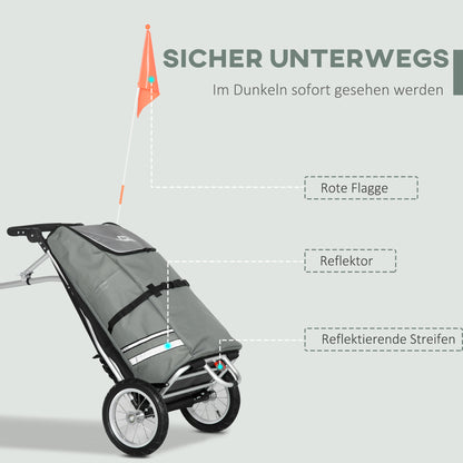 Fietskar – Fietsaanhanger – Winkelwagen – Aanhangwagen – Bolderwagen – Aluminium Frame – Waterafstotende Oxford Tas – Opvouwbaar – Max 24,3 kg – 53x43x110 cm – Grijs/Zilver