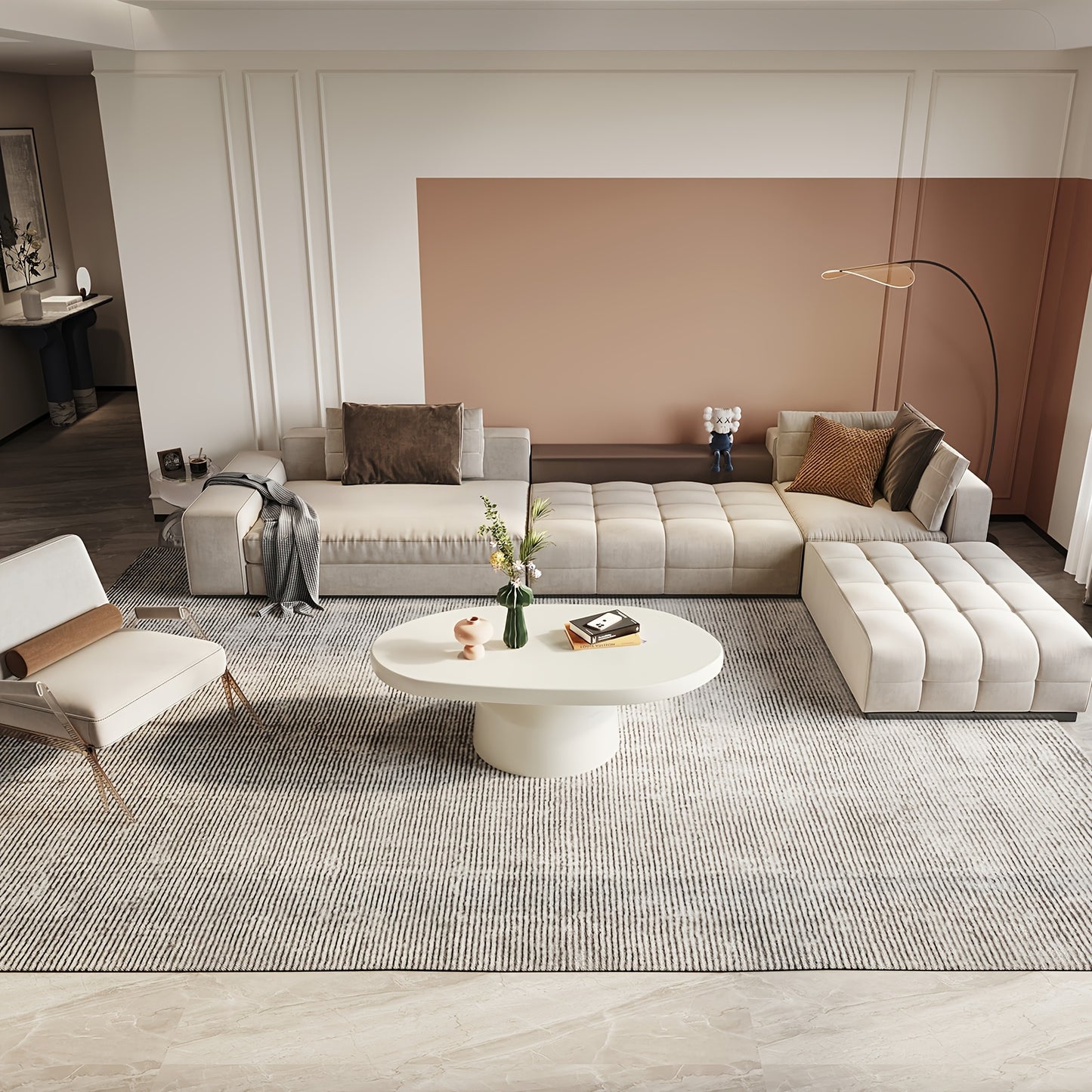 Ovale Salontafel – Moderne Tafel – Coffee Table – Woonkamermeubel – Bijzettafel – Milky White Afwerking – Ruimtebesparend Ontwerp – Duurzaam Hardhout
