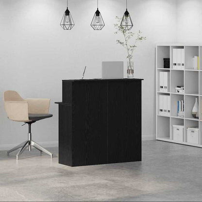 Bureau – Werkplek – Schrijftafel – Ontvangstbalie – Computertafel – Zwart – Stevig Hardhout – Ruim Werkblad met Opbergruimte