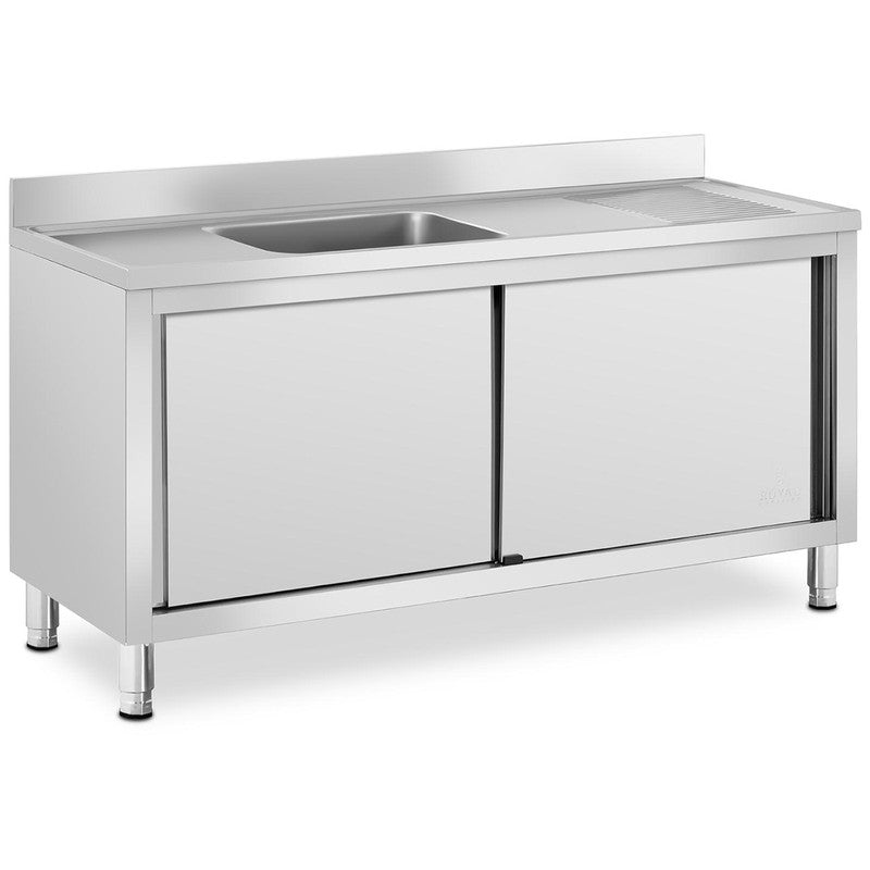Enkele Gastronomische Spoelbak – Spoelunit – Keukenkast – Spoeltafel – Spoelmeubel – RVS Spoelbak Met Kast – Grote Inhoud 50x40x24 cm – Verstelbare Poten 20 mm