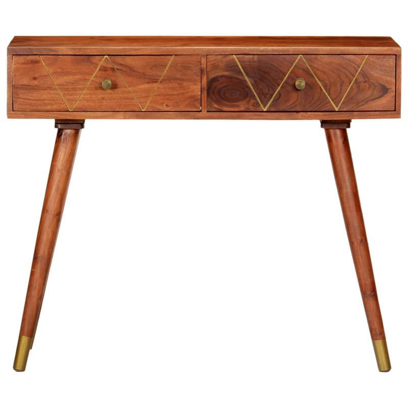 Acacia Houten Sidetable – Wandtafel – Console Tafel – Houten Tafel – Bijzettafel – Rustiek Design – 90x35x76 cm – Gouden Accenten