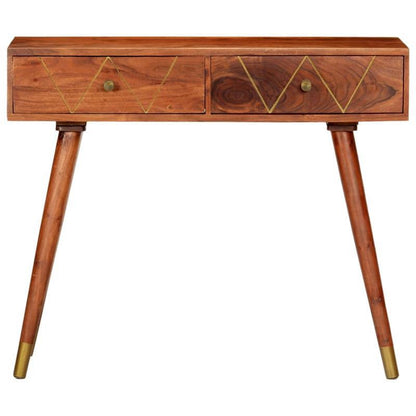 Acacia Houten Sidetable – Wandtafel – Console Tafel – Houten Tafel – Bijzettafel – Rustiek Design – 90x35x76 cm – Gouden Accenten