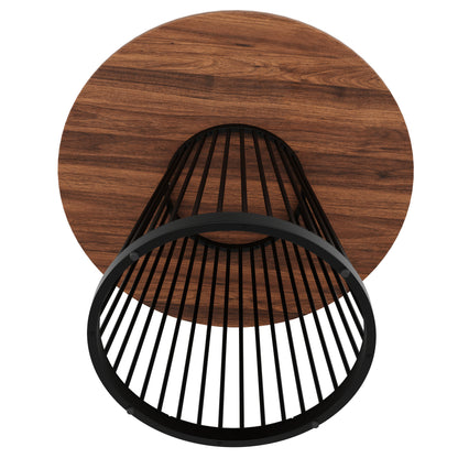Contemporary Round Dining Table with Metal Legs - 80x80x76cm (27.5" Round), MDF Walnut Color Top & Black, 4-Person Capacity, Easy Assembly for Living Room & Dining Room, Dining Table for Living Room, Elegant Table Design
