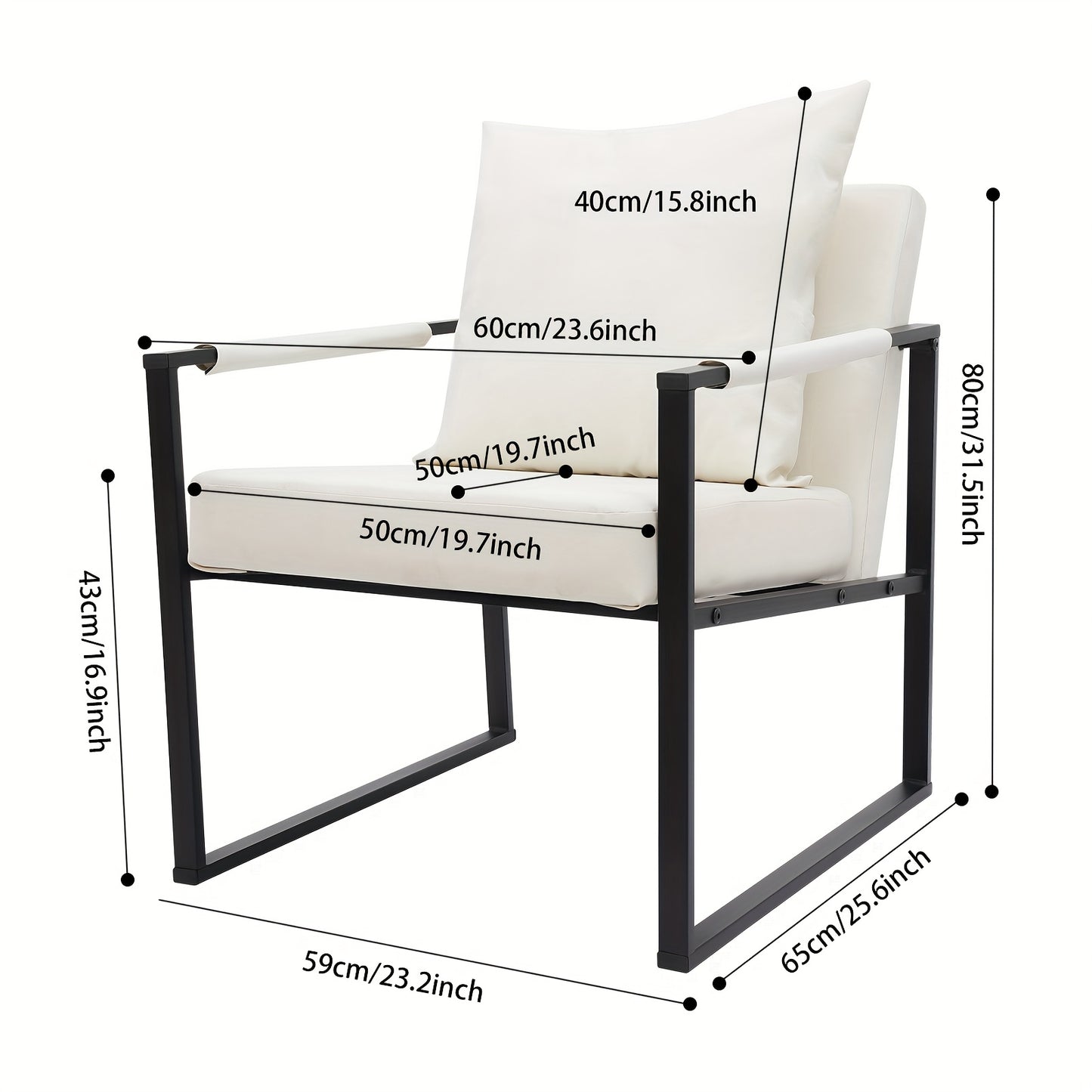 Loungefauteuil – Relaxstoel – Fauteuil – Armstoel – Zithoekstoel – Zacht PU-materiaal – Stevig ijzeren frame – Ergonomisch ontwerp – Verkrijgbaar in zwart en wit