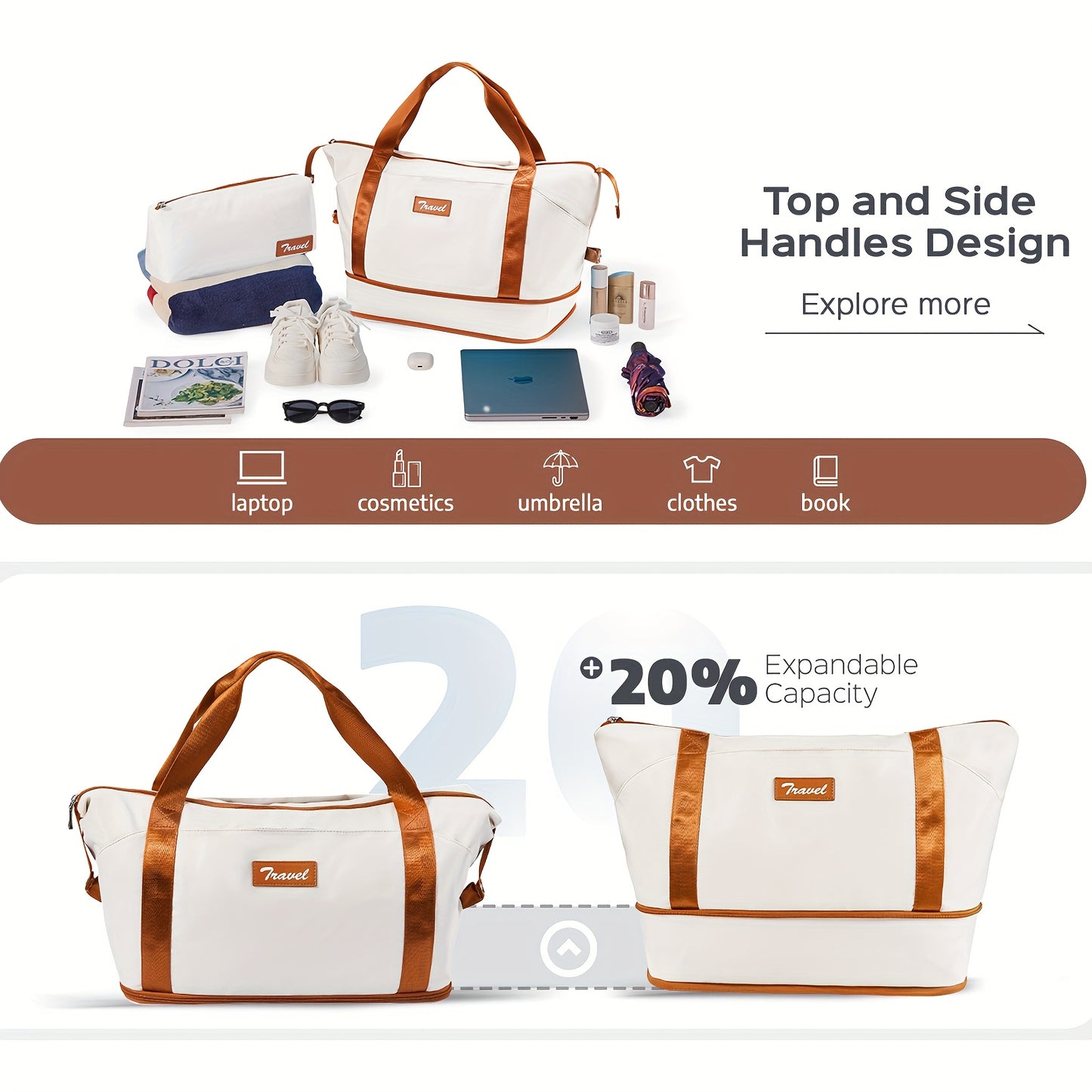 Koffer Set – Reiskoffer – Bagage – Trolley – Spinner – 5-delig 20/24/28 inch – Lichtgewicht & Stilloopwielen – Combinatieslot & Uitschuifbare Handgreep – Zwart/Bruin