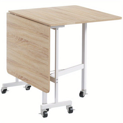 Eettafel – Uitklapbare Tafel – Inklapbare Eettafel – Uitschuifbare Tafel – Vouwtafel – Stevig Stalen Frame – Eikenhout Look – Voor 4-6 Personen – Met Wieltjes – Ruimtebesparend – Lichtgewicht