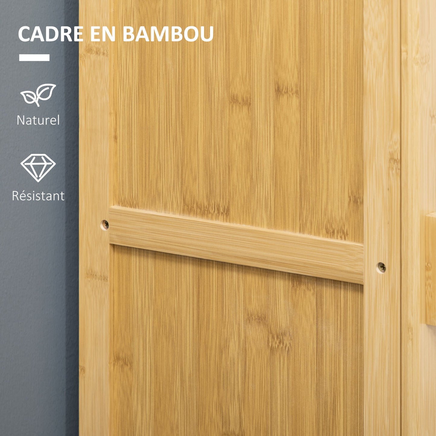 Bamboekast – Opbergkast – Badkamerkast – Boekenkast – Ladekast – Natuurmateriaal Bamboe – 4 Niveaus Met Latten Deuren – Compact 40x30x140 cm