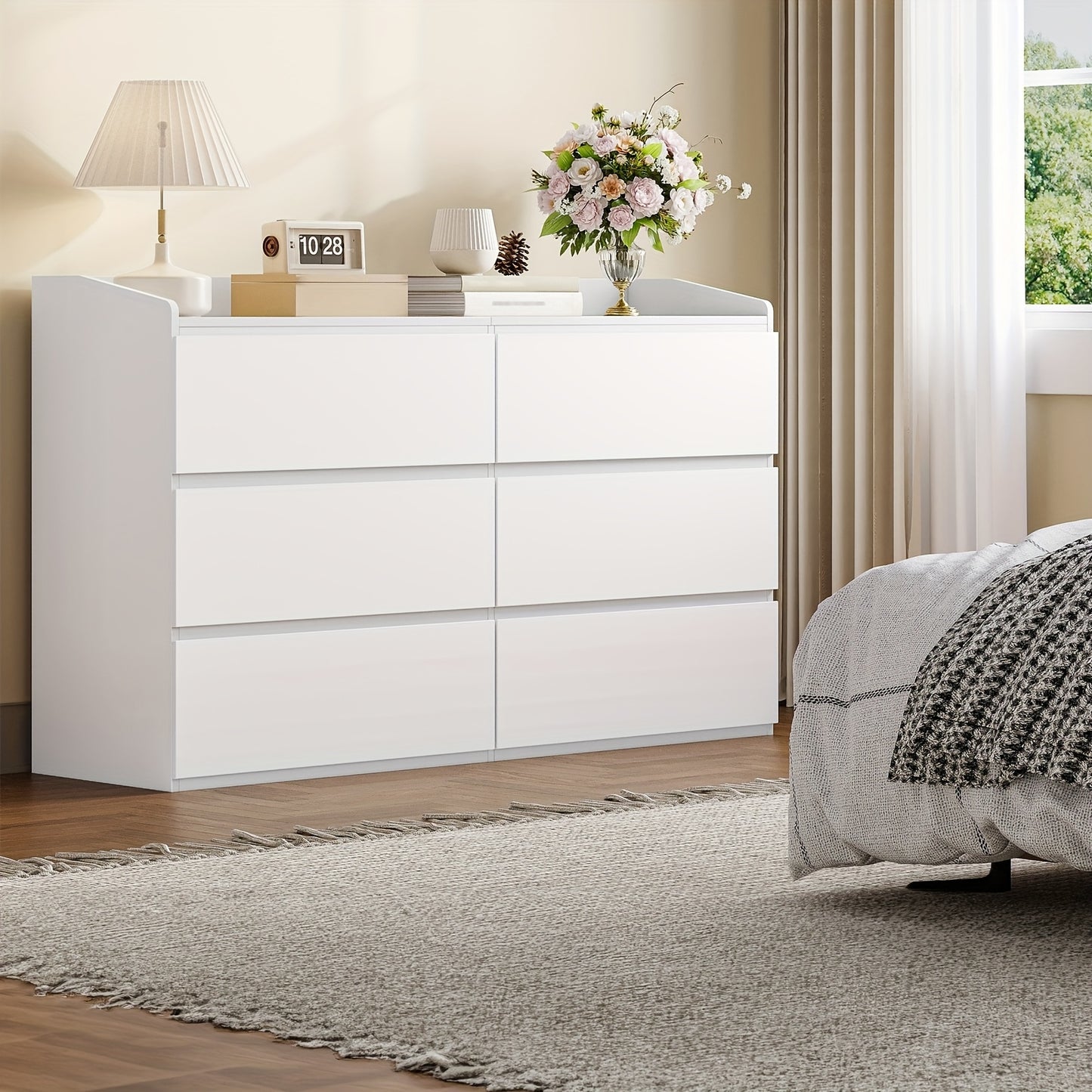 Ladekast – Commode – Kast – Opbergkast – Dressoir – 6 Lade(s) – Wit – Ruime Opbergruimte – Geruisloze Ladegeleiders