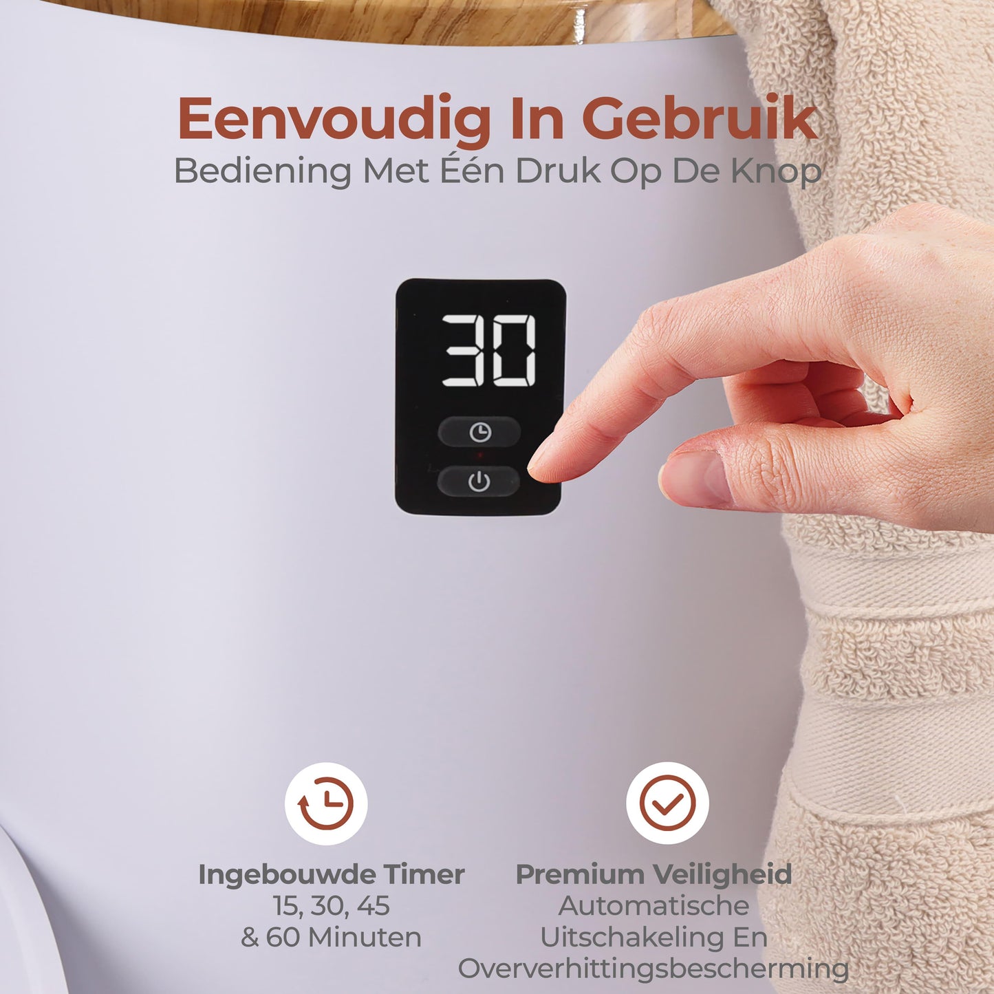 Handdoekverwarmer – Handdoekwarmer – Towel Warmer – Handdoek Stomer – Towel Heater – Bamboe Design – Timer Met Geurfunctie