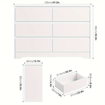 Dressoir – Ladekast – Opbergkast – Kast – Buffetkast – Wit MDF – 6 Ruime Lades