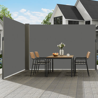 Uitschuifbaar Zijscherm – Windscherm – Privacyscherm – Terrasscherm – Balkonafscherming – 200x600 cm – Hoogwaardig Polyester met PU-coating