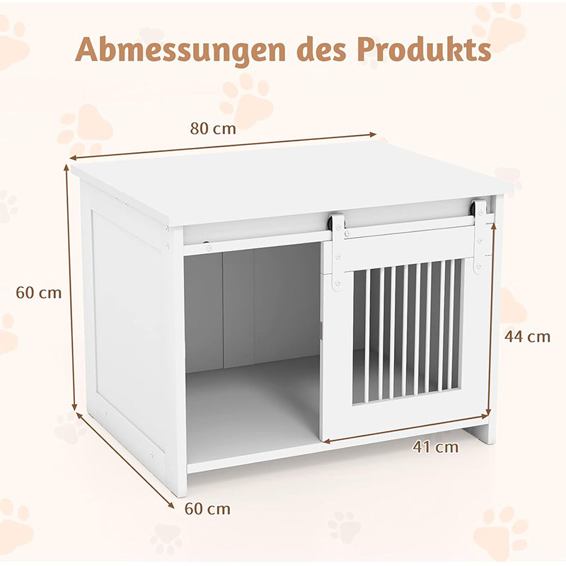 Hondenbench – Hondenkooi – Hondenhok – Hondenmand – Dierkennel – Modern Wit Design – Bijtbestendig Metalen Frame – Geruisloze Schuifdeur