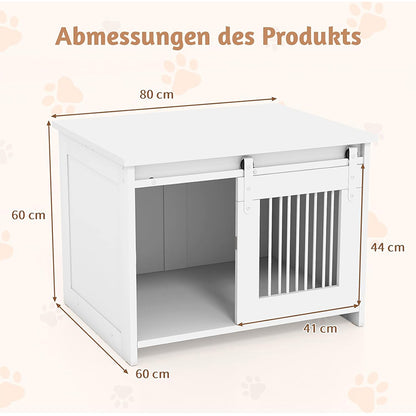 Hondenbench – Hondenkooi – Hondenhok – Hondenmand – Dierkennel – Modern Wit Design – Bijtbestendig Metalen Frame – Geruisloze Schuifdeur