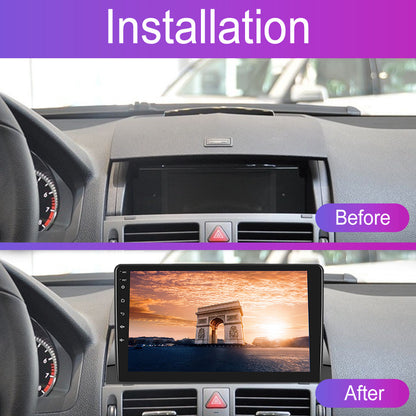 Double DIN Autoradio – Android Multimedia Systeem – Touchscreen Radio – Auto Stereo Navigatie – Mercedes C-Klasse W204 S204 2007-2010 – Draadloos CarPlay & Android Auto – 9 Inch Scherm met Achteruitrijcamera en Microfoon