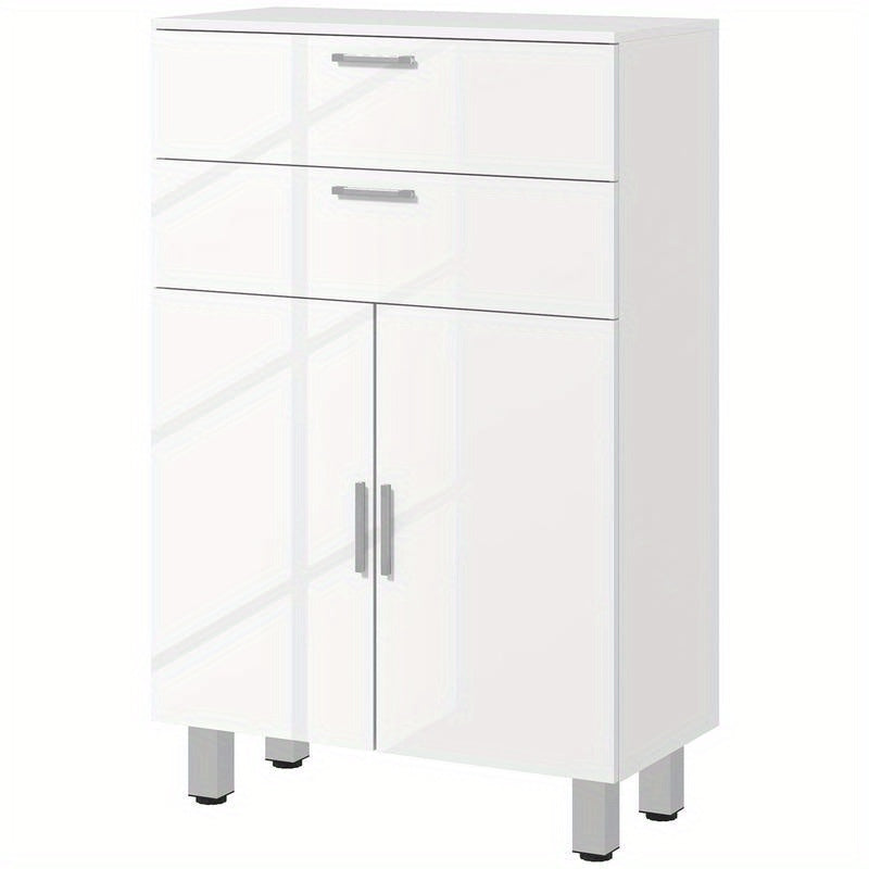 Badkamerkast – Badkamermeubel – Kolomkast – Wastafelonderkast – Opbergkast – 2 Lades – Verstelbare Plank – Hout Wit – Compact & Duurzaam