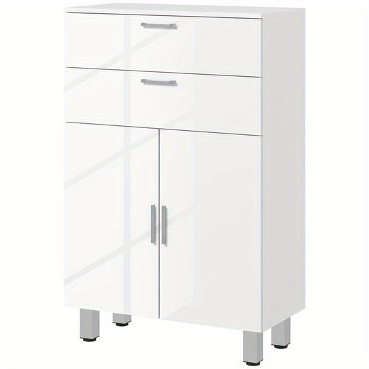 Badkamerkast – Badkamermeubel – Kolomkast – Wastafelonderkast – Opbergkast – 2 Lades – Verstelbare Plank – Hout Wit – Compact & Duurzaam