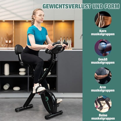 Hometrainer – Fitnessfiets – Opvouwbare Fiets – Indoorfiets – Trainingsfiets – 8 Weerstandsniveaus – Inklapbaar X-Frame tot 120 kg