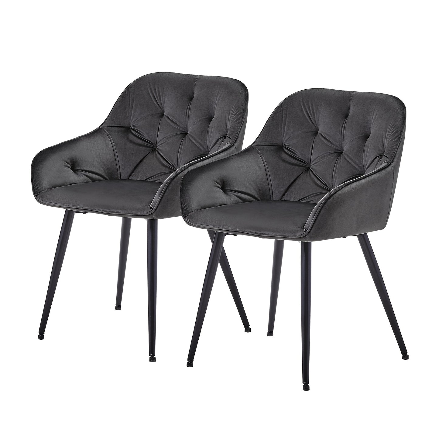Eetkamerstoelen – Stoelen – Kuipstoelen – Woonkamerstoelen – Keukenstoelen – Velvet Bekleding – Dik Gewatteerd – Met Armleuning – Met Metalen Onderstel – Grijs