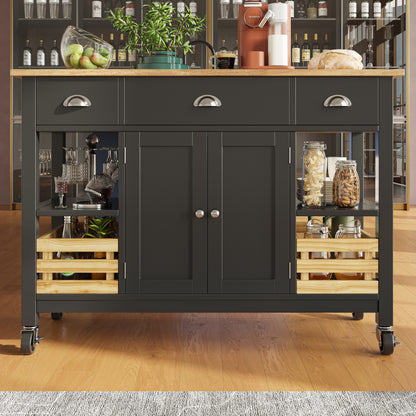 Keukentrolley – Serveerwagen – Keukenwagen – Opbergtrolley – Trolley op Wieltjes – Modern – 120x45x90 cm – Duurzaam Non-Hout – Makkelijk te Verplaatsen